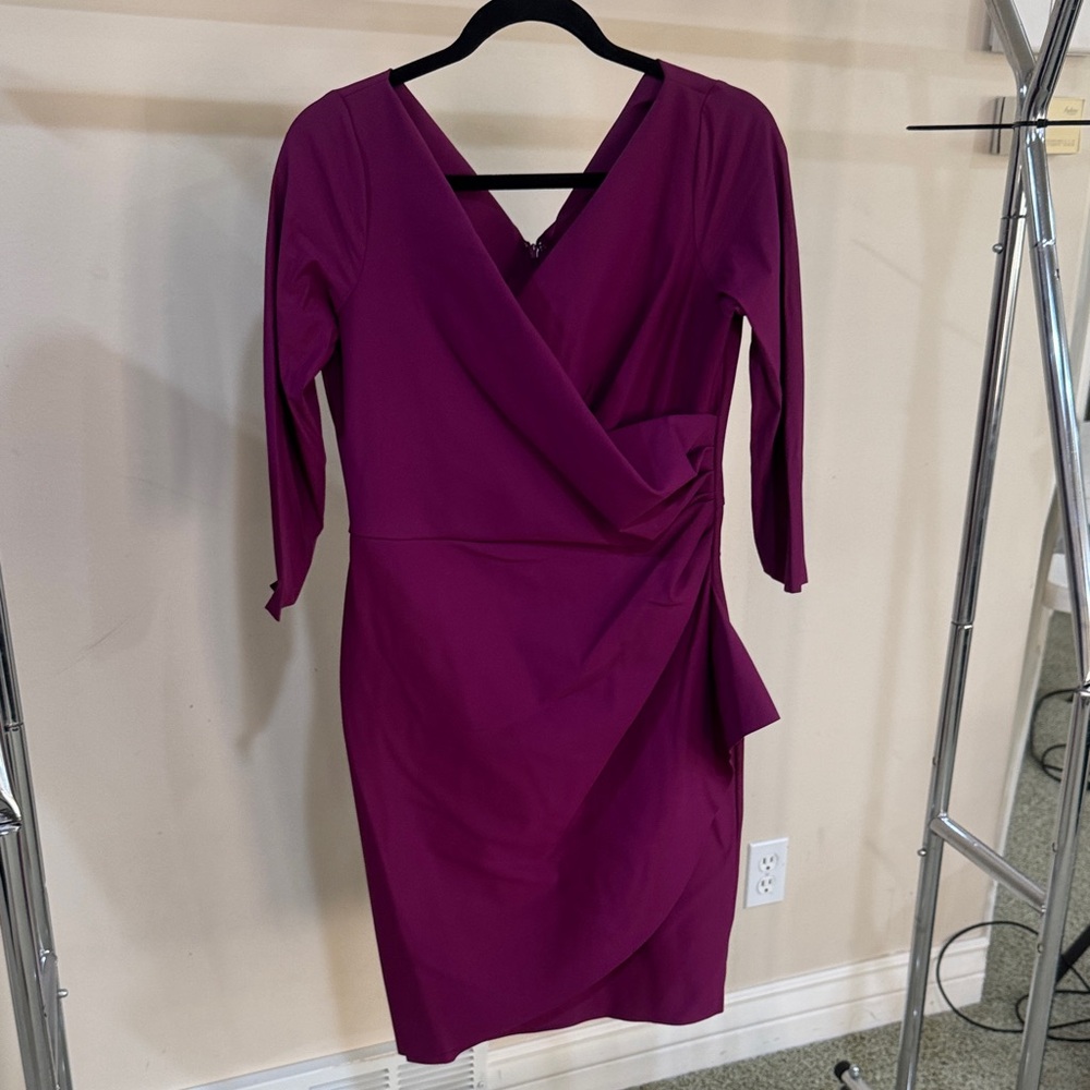 Alex Evenings Long Sleeve Magenta Dress